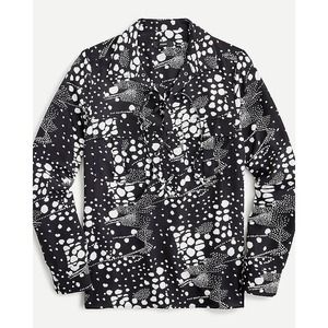 NWT J. Crew Lace-up top in dotted silk Black & White Size Small AS443